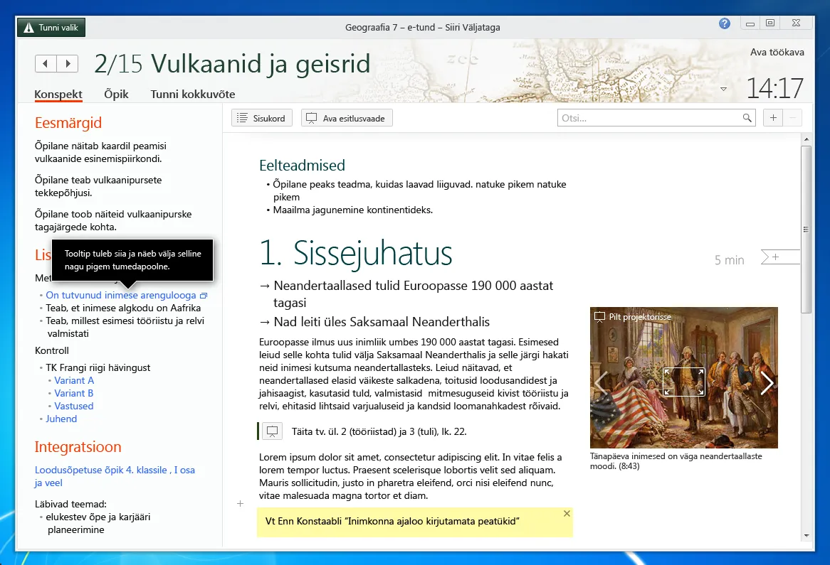 Main view with list of lessons and progress visible Avita e-tund app screenshot