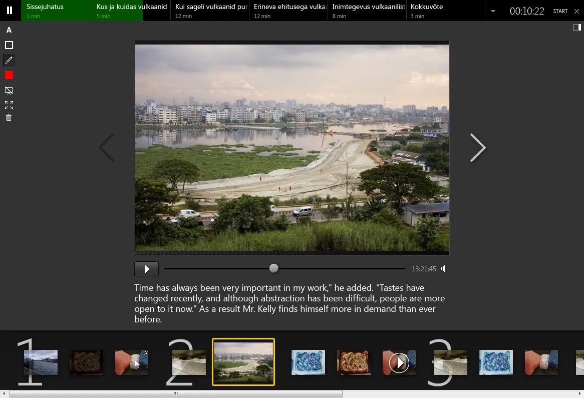 Presentation view with green lesson “progress bar” visible. Avita e-tund app screenshot